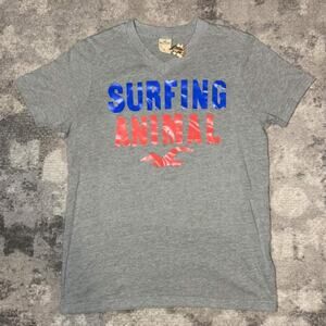 Y2K Hollister Surfing Animal Pastel Print V-Neck Shirt